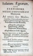 Solamen Aegrorum, Sive Ternarius Medicamentorum Chymicorum...