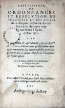Diete Imperiale, Ov Ordonnances Et Resolvtion De L'Emperevr...