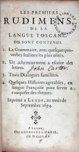 Les Premiers Rudimens, De La Langue Toscane