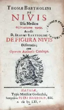 De Nivis Usu Medico Observationes variae. Accessit D. Erasmi Bartholini...