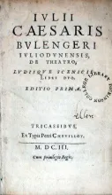 De Theatro, Lvdisqve Scenicis Libri Dvo. Editio Prima