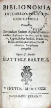 Biblionomia Historico-Politico-Geographica Continens Secundum Seriem...
