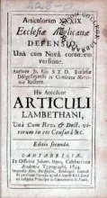 Articulorum XXXIX Ecclesiae Anglicanae Defensio, Unà cum Novâ...