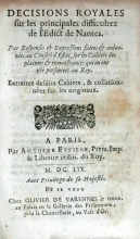 Decisions Royales sur les principales difficultez del'Edict de Nantes...